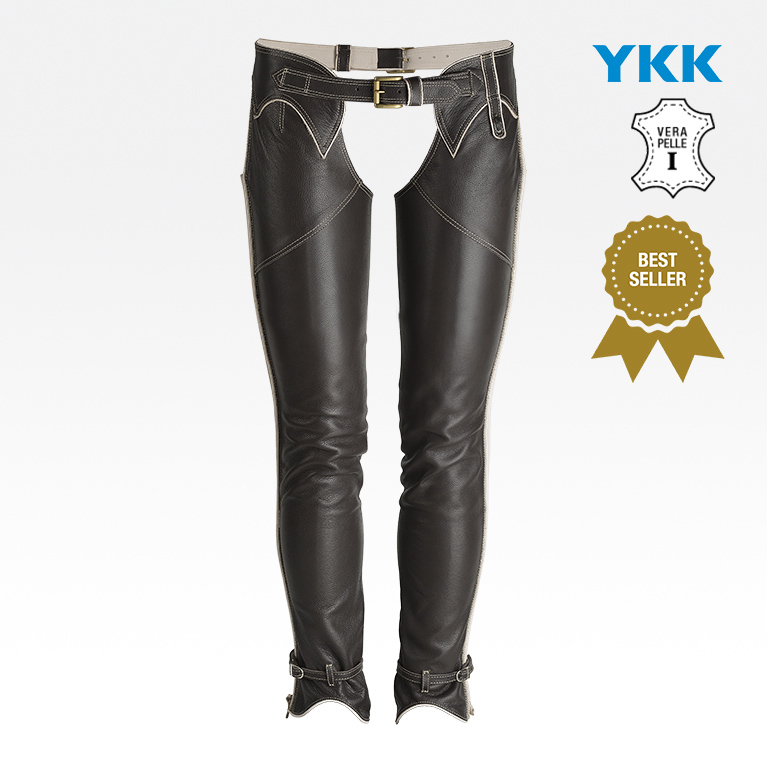 Women's Traditional Leather Chaps, Black